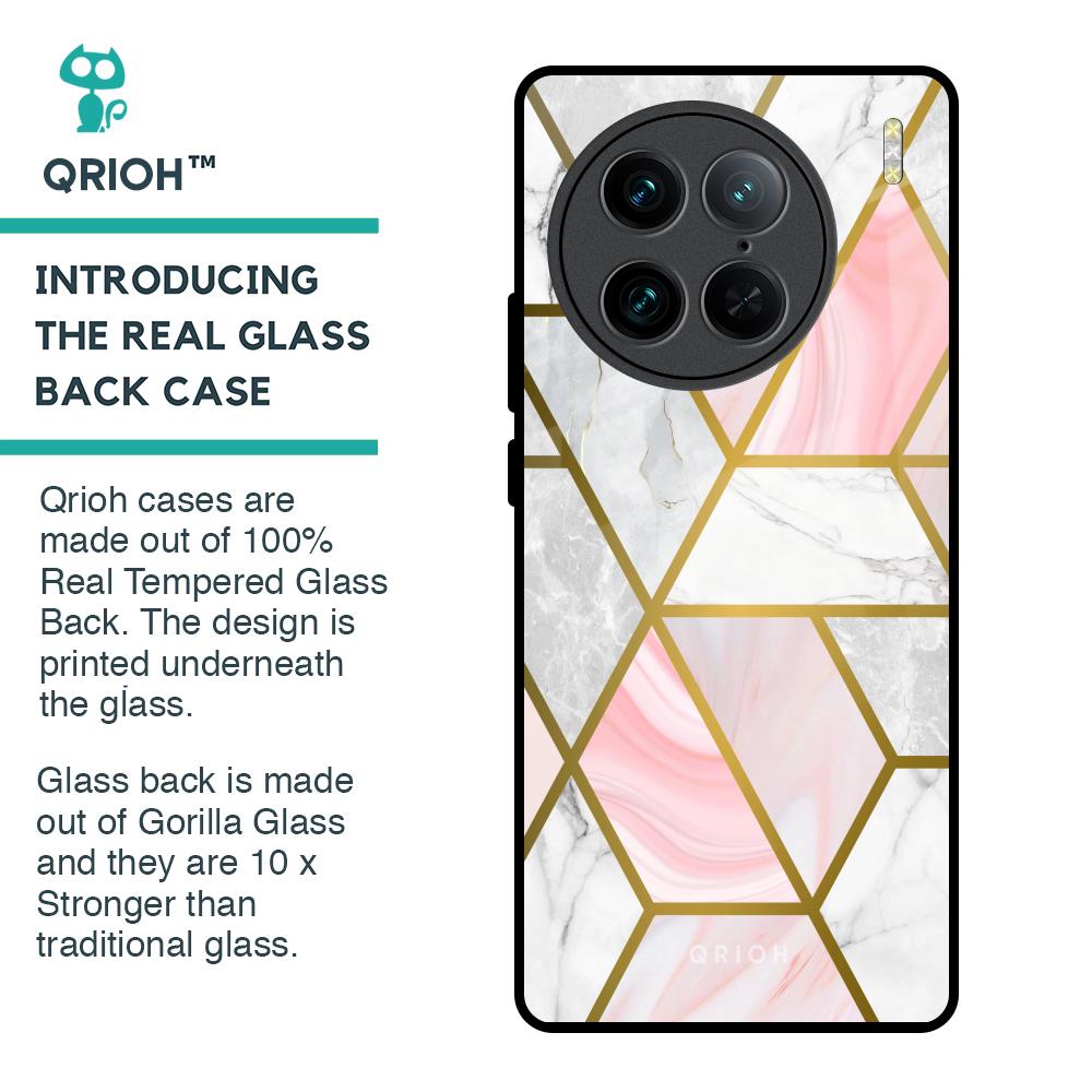 Geometrical Marble Glass Case for Vivo X90 Pro 5G