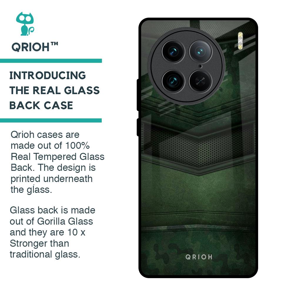 Green Leather Glass Case for Vivo X90 Pro 5G