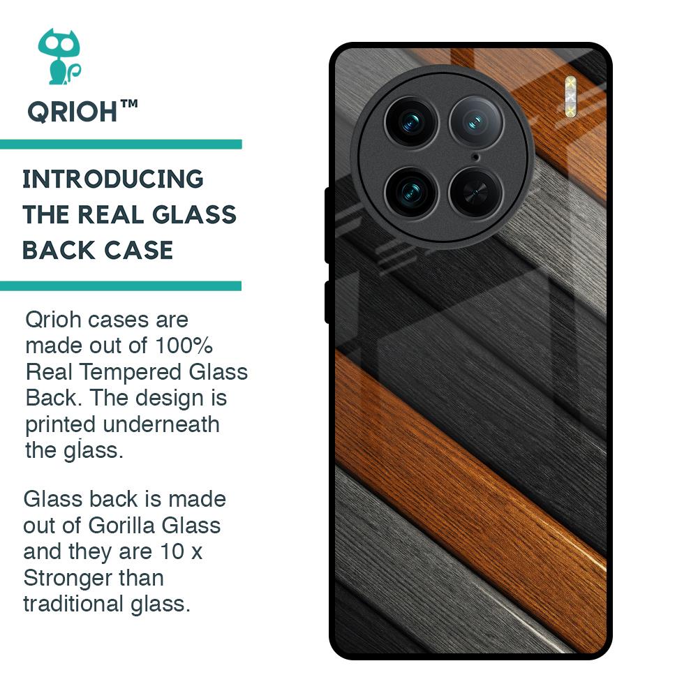 Tri Color Wood Glass Case for Vivo X90 Pro 5G