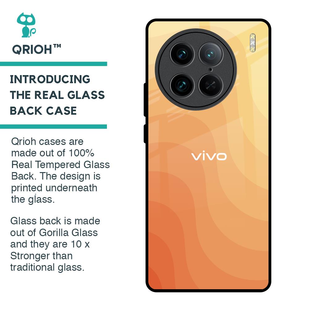 Orange Curve Pattern Glass Case for Vivo X90 Pro 5G