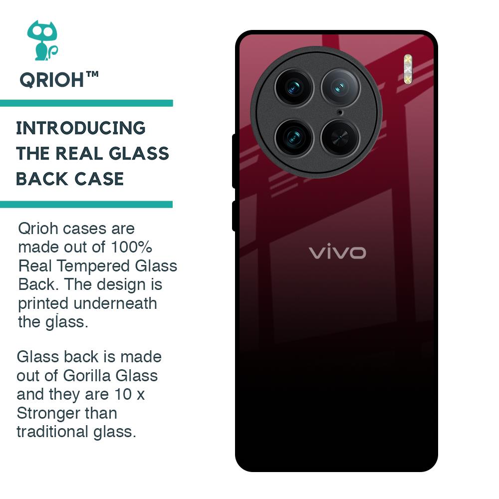 Wine Red Glass Case For Vivo X90 Pro 5G