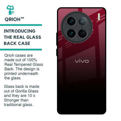 Wine Red Glass Case For Vivo X90 Pro 5G