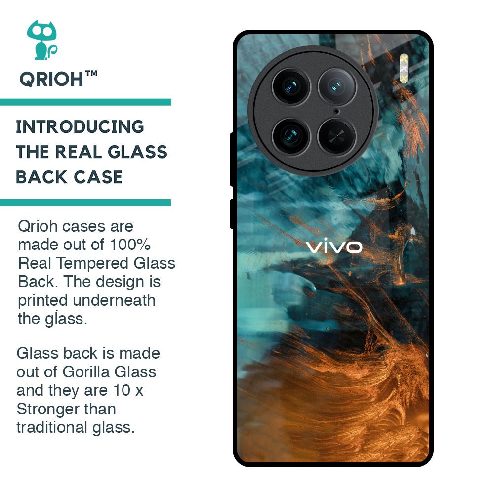 Golden Splash Glass Case for Vivo X90 Pro 5G