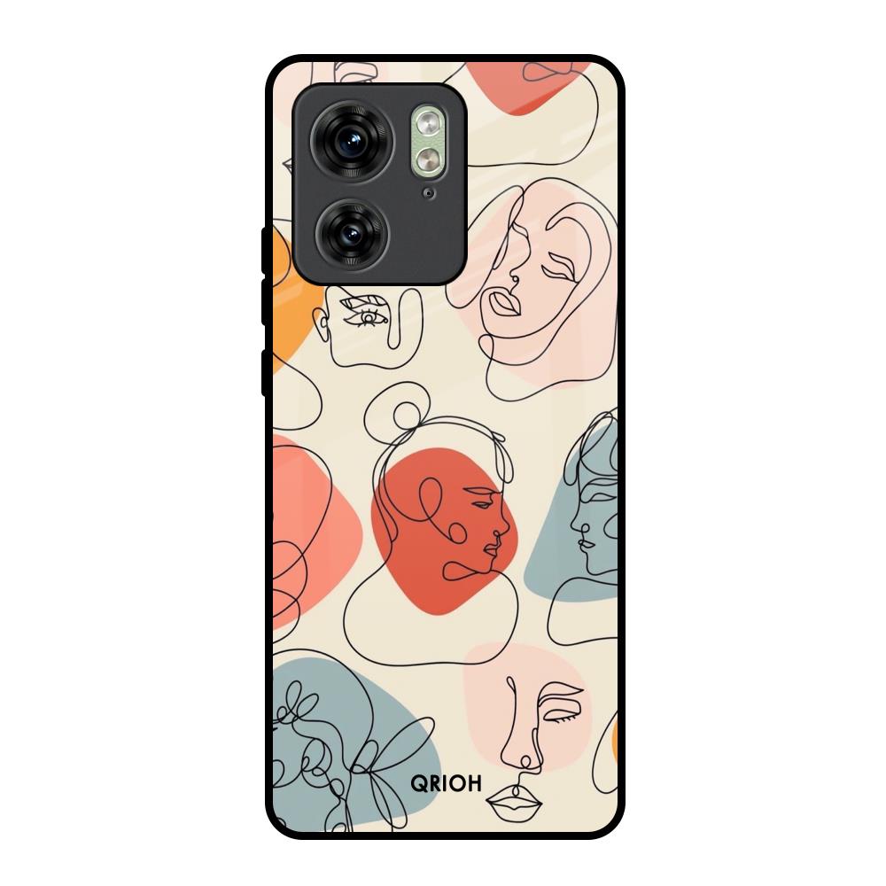 Abstract Faces Motorola Edge 40 Glass Back Cover Online