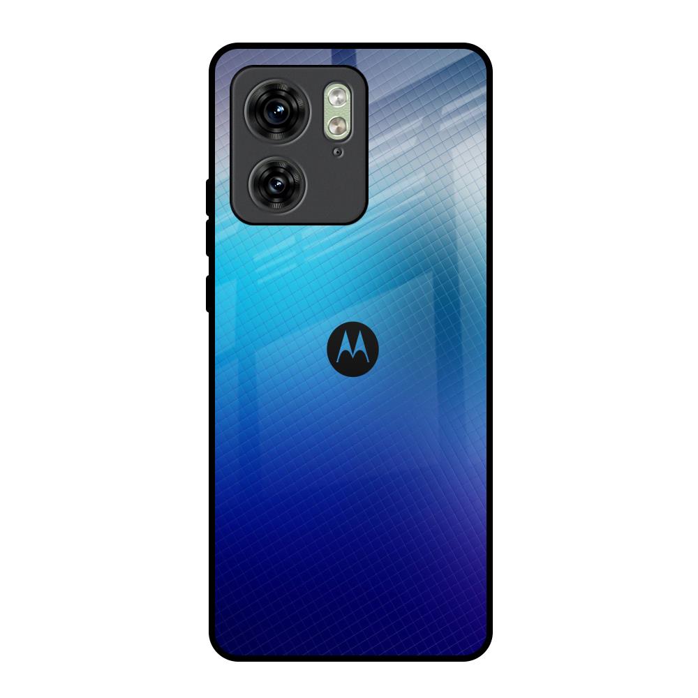 Blue Rhombus Pattern Motorola Edge 40 Glass Back Cover Online