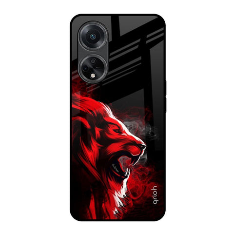 Red Angry Lion Oppo F23 5G Glass Back Cover Online