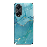 Blue Golden Glitter Oppo F23 5G Glass Back Cover Online