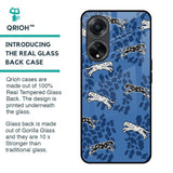 Blue Cheetah Glass Case for Oppo F23 5G