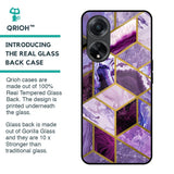 Purple Rhombus Marble Glass Case for Oppo F23 5G