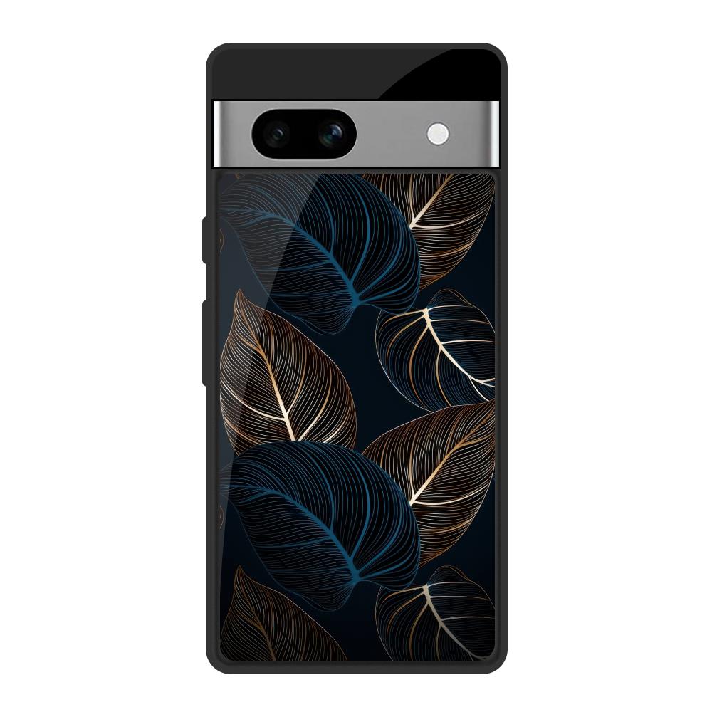 Blue Golden Leaves Google Pixel 7A Glass Back Cover Online