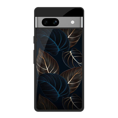 Blue Golden Leaves Google Pixel 7A Glass Back Cover Online