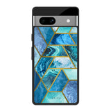 Turquoise Geometrical Marble Google Pixel 7A Glass Back Cover Online