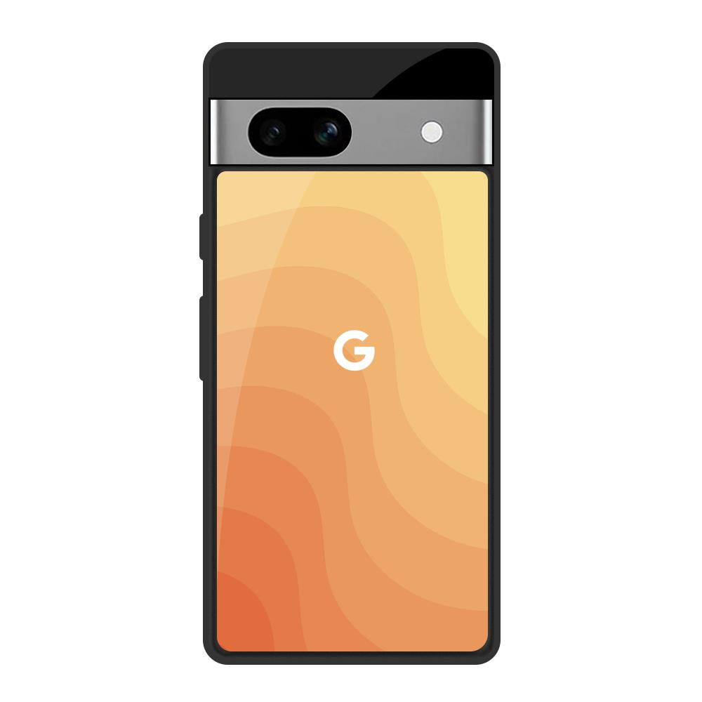 Orange Curve Pattern Google Pixel 7A Glass Back Cover Online