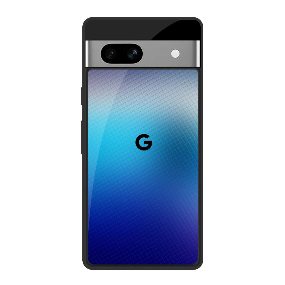 Blue Rhombus Pattern Google Pixel 7A Glass Back Cover Online