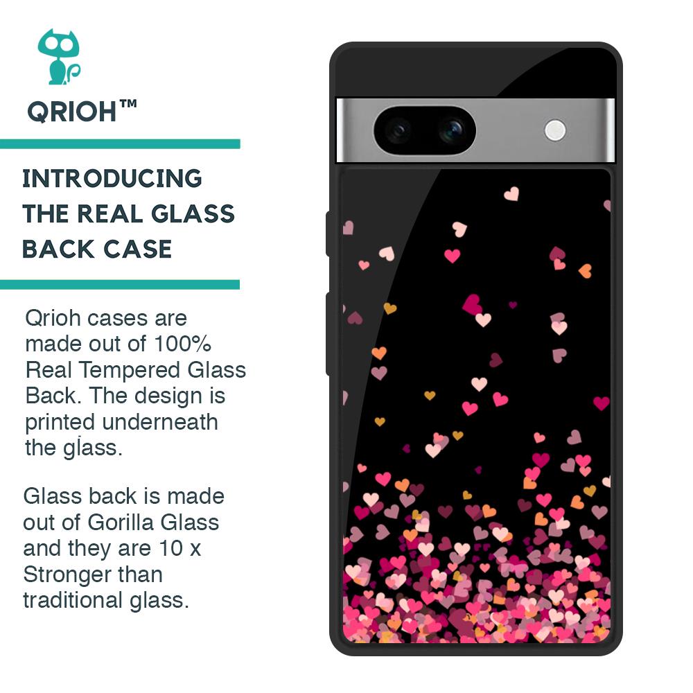 Heart Rain Fall Glass Case for Google Pixel 7A