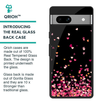 Heart Rain Fall Glass Case for Google Pixel 7A