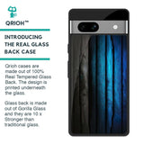 Grey & Blue Wooden Texture Glass Case for Google Pixel 7A