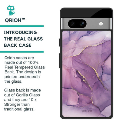 Purple Gold Marble Glass Case for Google Pixel 7A