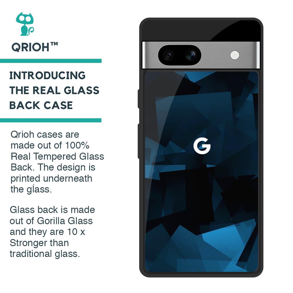Polygonal Blue Box Glass Case For Google Pixel 7A