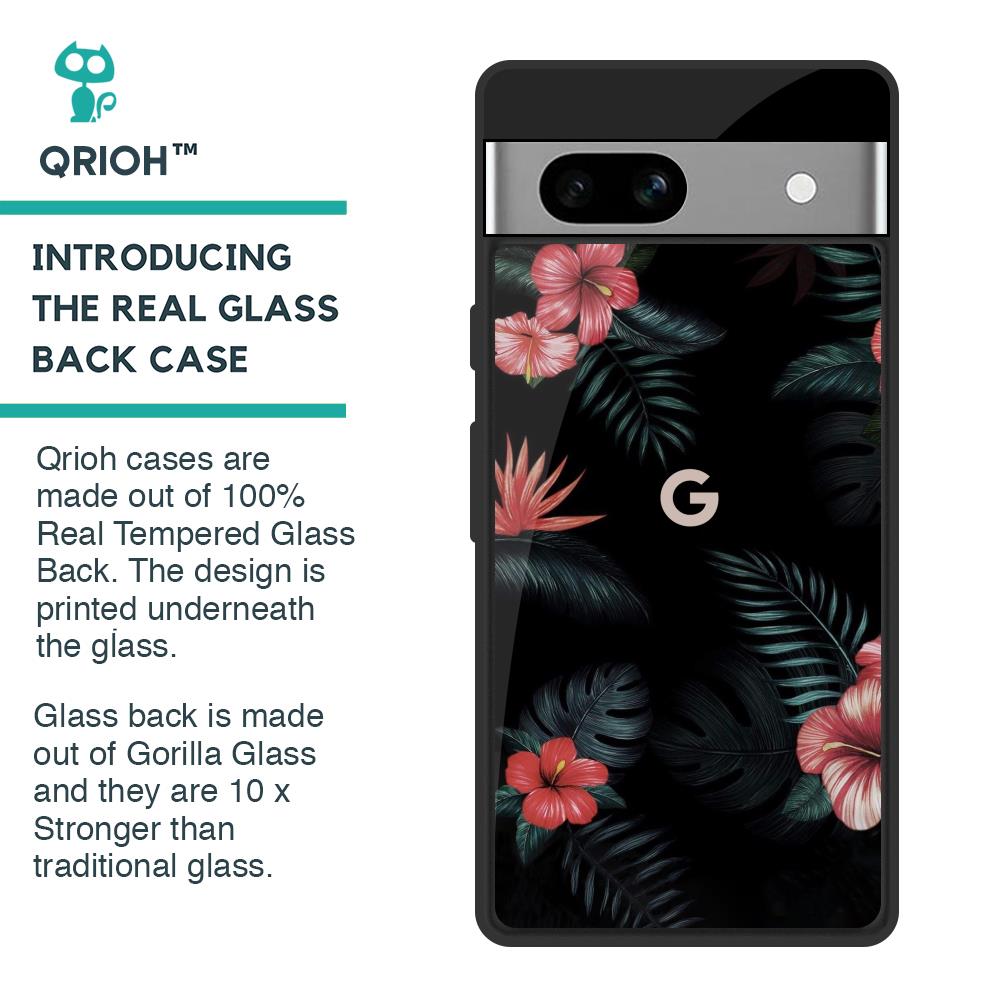 Tropical Art Flower Glass Case for Google Pixel 7A
