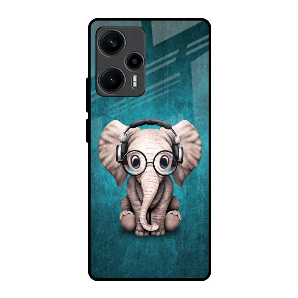 Adorable Baby Elephant Poco F5 5G Glass Back Cover Online