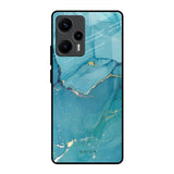 Blue Golden Glitter Poco F5 5G Glass Back Cover Online