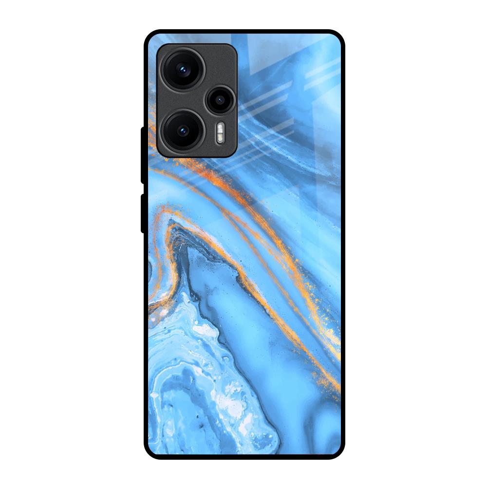 Vibrant Blue Marble Poco F5 5G Glass Back Cover Online