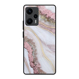 Pink & Gold Gllitter Marble Poco F5 5G Glass Back Cover Online