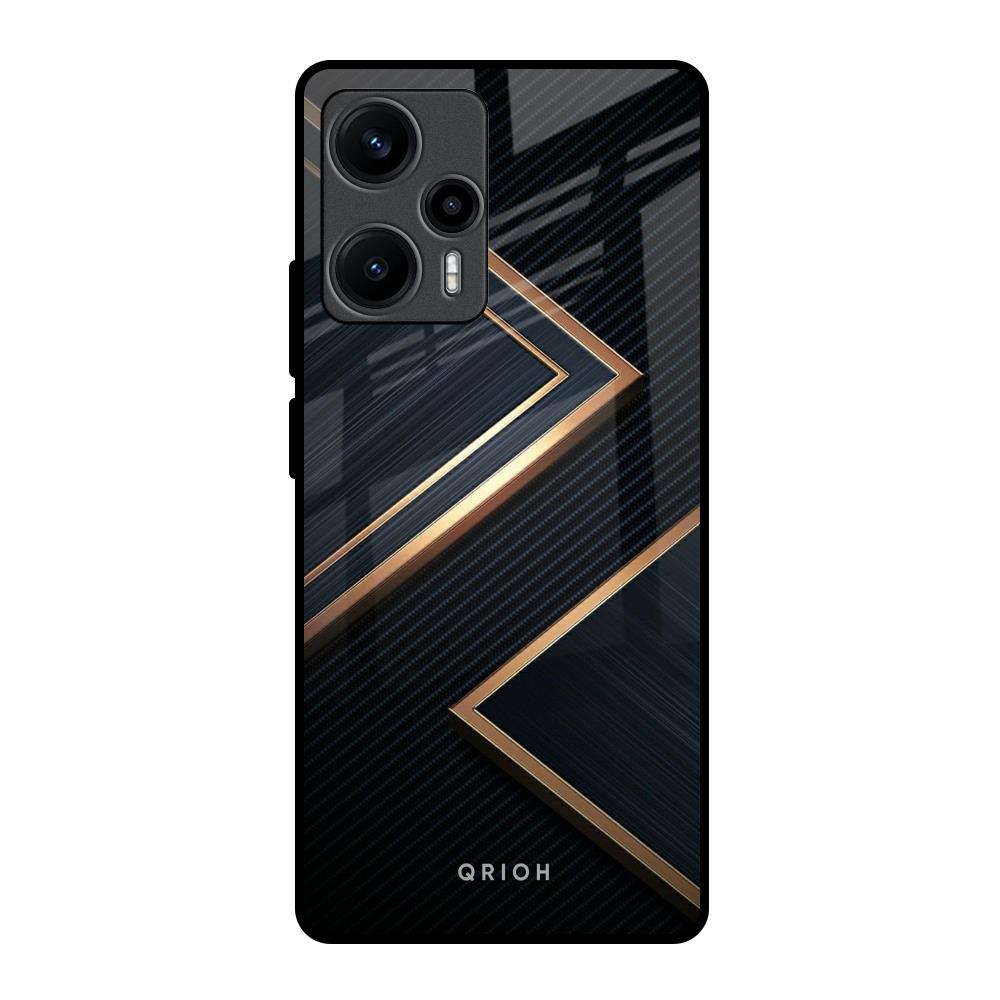 Sleek Golden & Navy Poco F5 5G Glass Back Cover Online