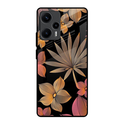 Lines Pattern Flowers Poco F5 5G Glass Back Cover Online