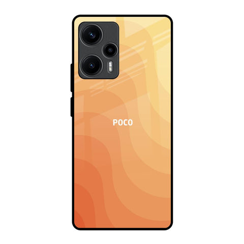 Orange Curve Pattern Poco F5 5G Glass Back Cover Online