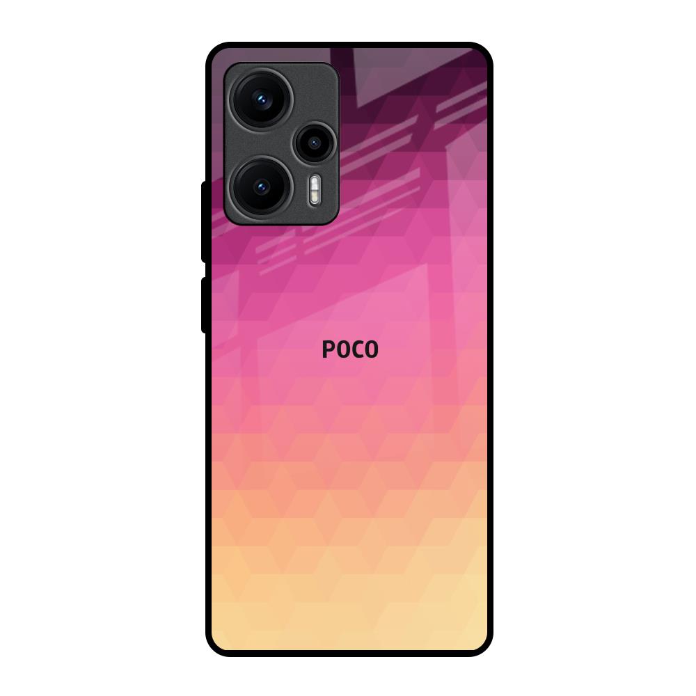 Geometric Pink Diamond Poco F5 5G Glass Back Cover Online