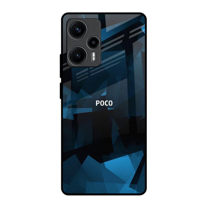 Polygonal Blue Box Poco F5 5G Glass Back Cover Online