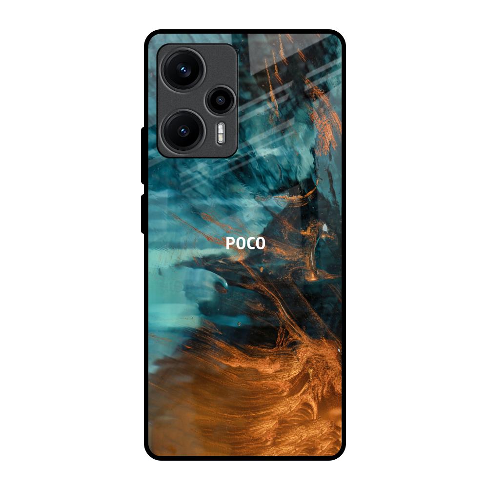 Golden Splash Poco F5 5G Glass Back Cover Online