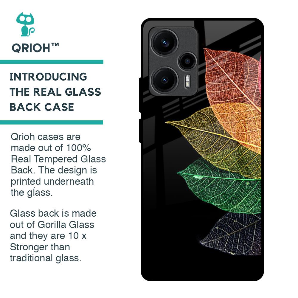 Colorful Leaves Glass Case for Poco F5 5G