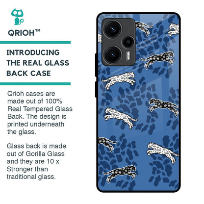 Blue Cheetah Glass Case for Poco F5 5G