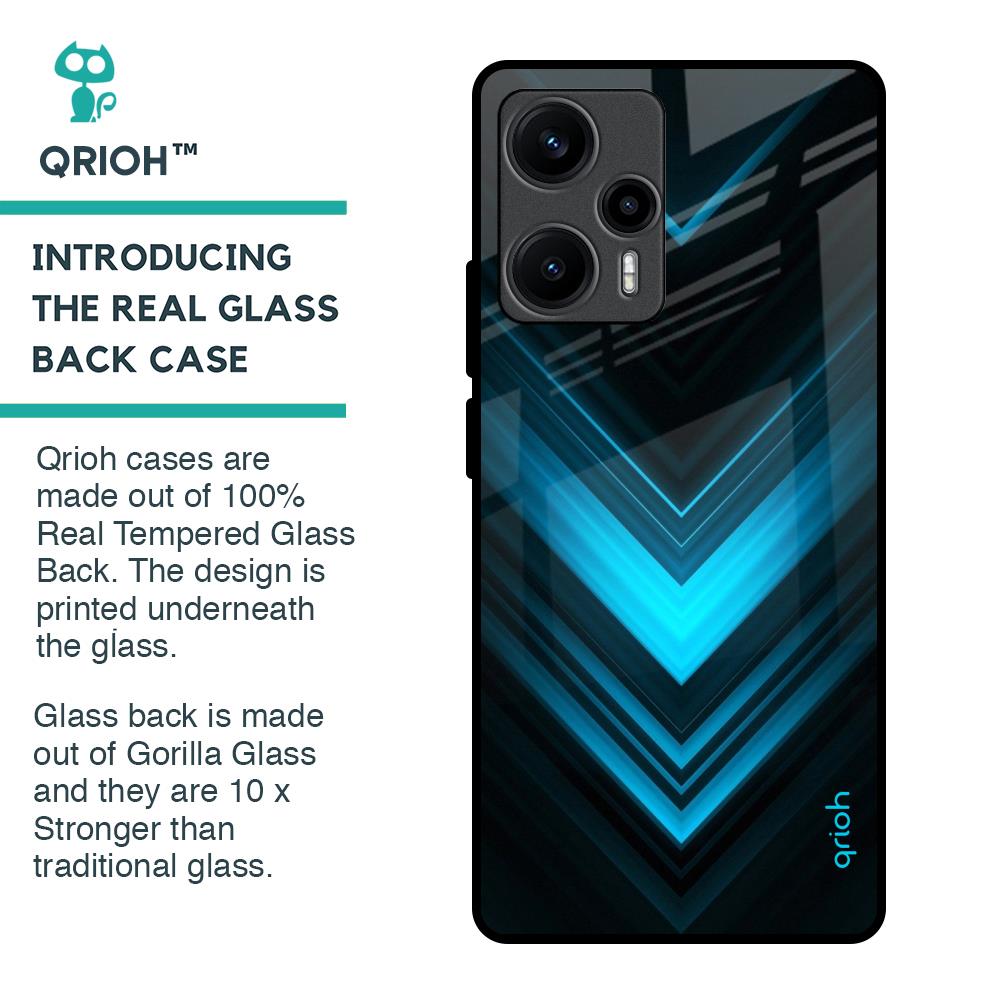 Vertical Blue Arrow Glass Case For Poco F5 5G