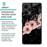 Floral Black Band Glass Case For Poco F5 5G