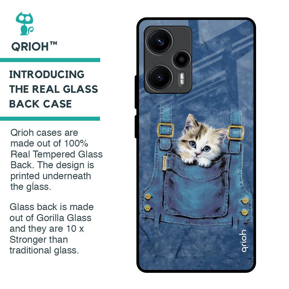 Kitty In Pocket Glass Case For Poco F5 5G