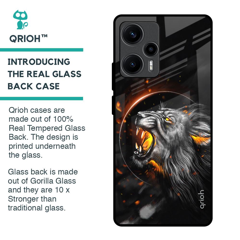Aggressive Lion Glass Case for Poco F5 5G