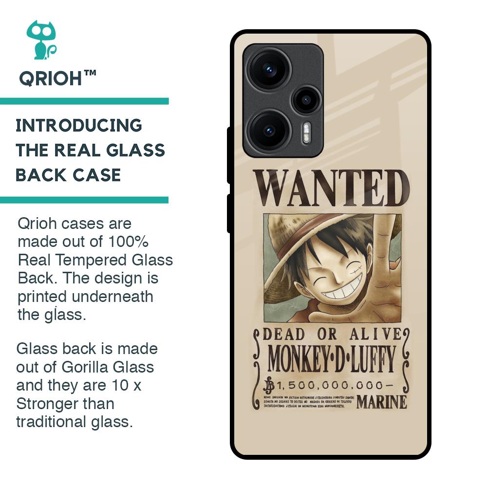 Luffy Wanted Glass Case for Poco F5 5G