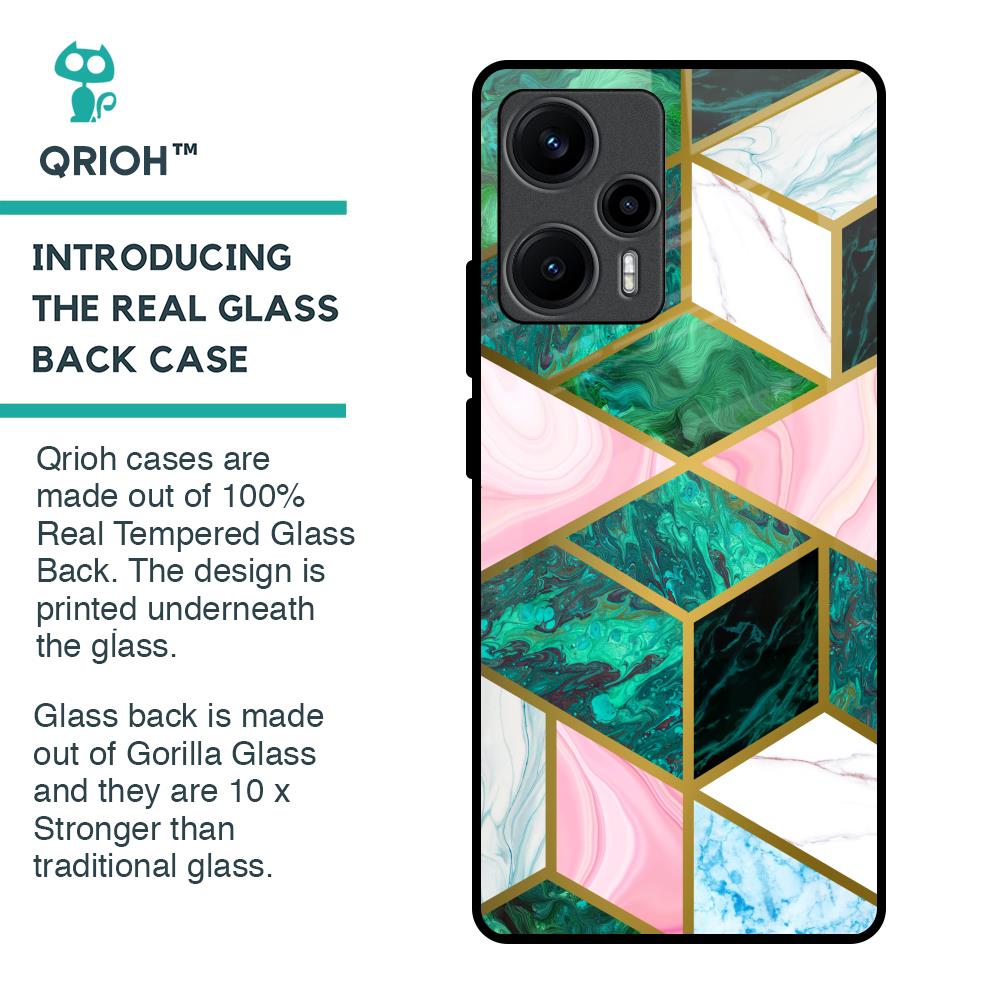 Seamless Green Marble Glass Case for Poco F5 5G