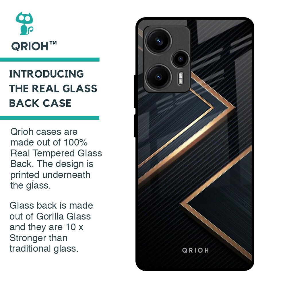 Sleek Golden & Navy Glass Case for Poco F5 5G