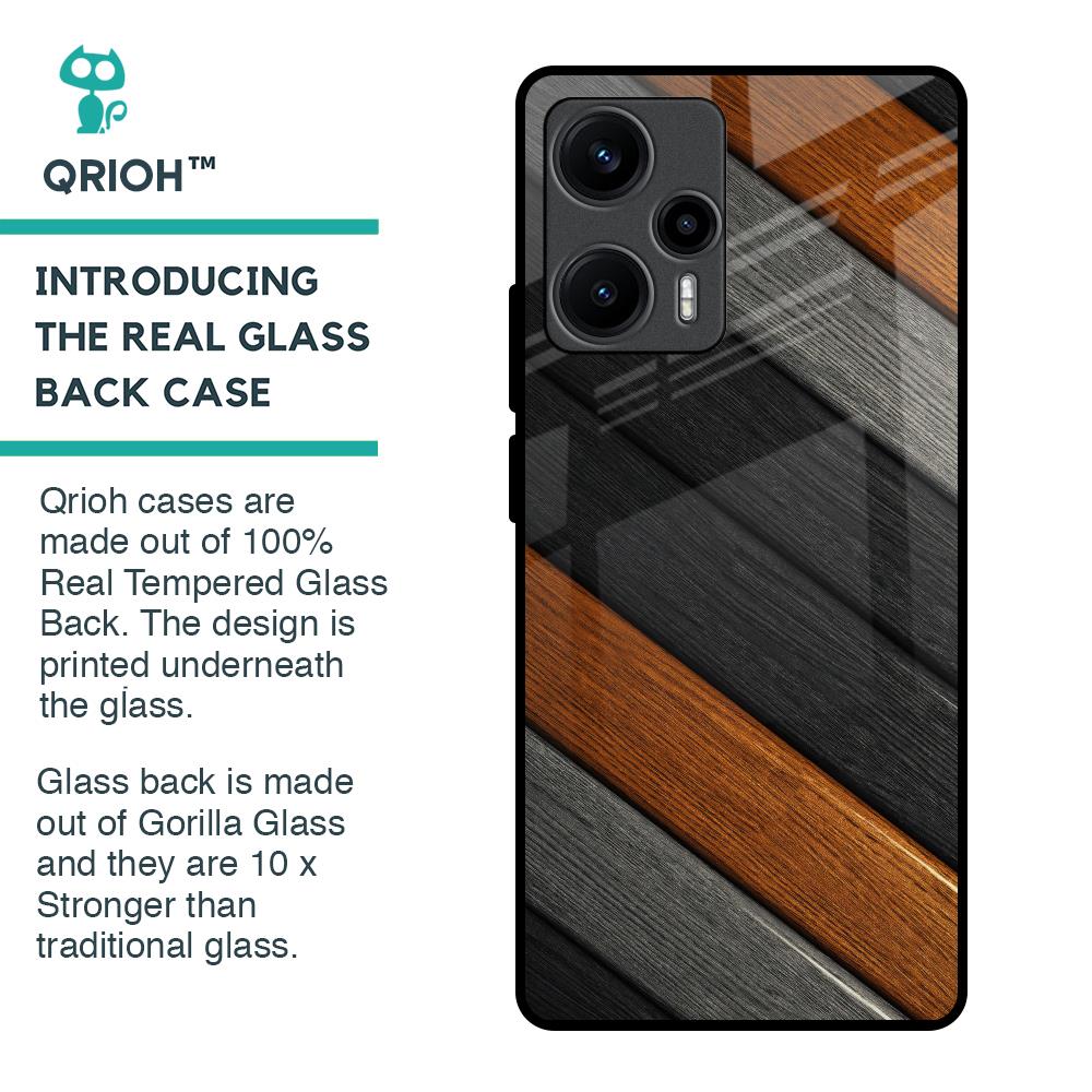 Tri Color Wood Glass Case for Poco F5 5G