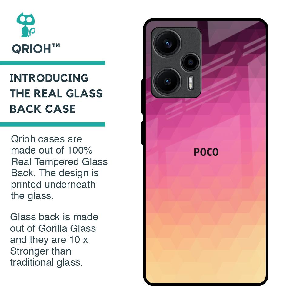 Geometric Pink Diamond Glass Case for Poco F5 5G