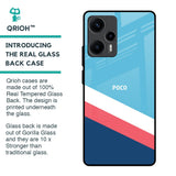 Pink & White Stripes Glass Case For Poco F5 5G