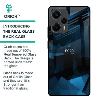 Polygonal Blue Box Glass Case For Poco F5 5G