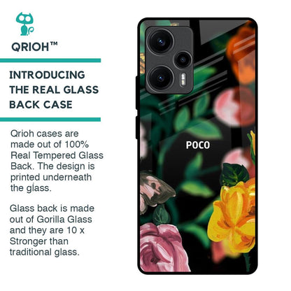 Flowers & Butterfly Glass Case for Poco F5 5G