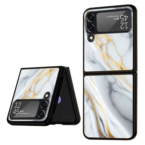 White Grey Marble Samsung Galaxy Z Flip4 5G Glass Back Cover Online