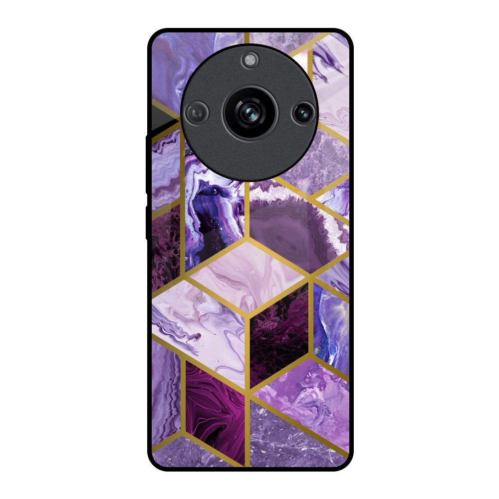Purple Rhombus Marble Realme 11 Pro 5G Glass Back Cover Online